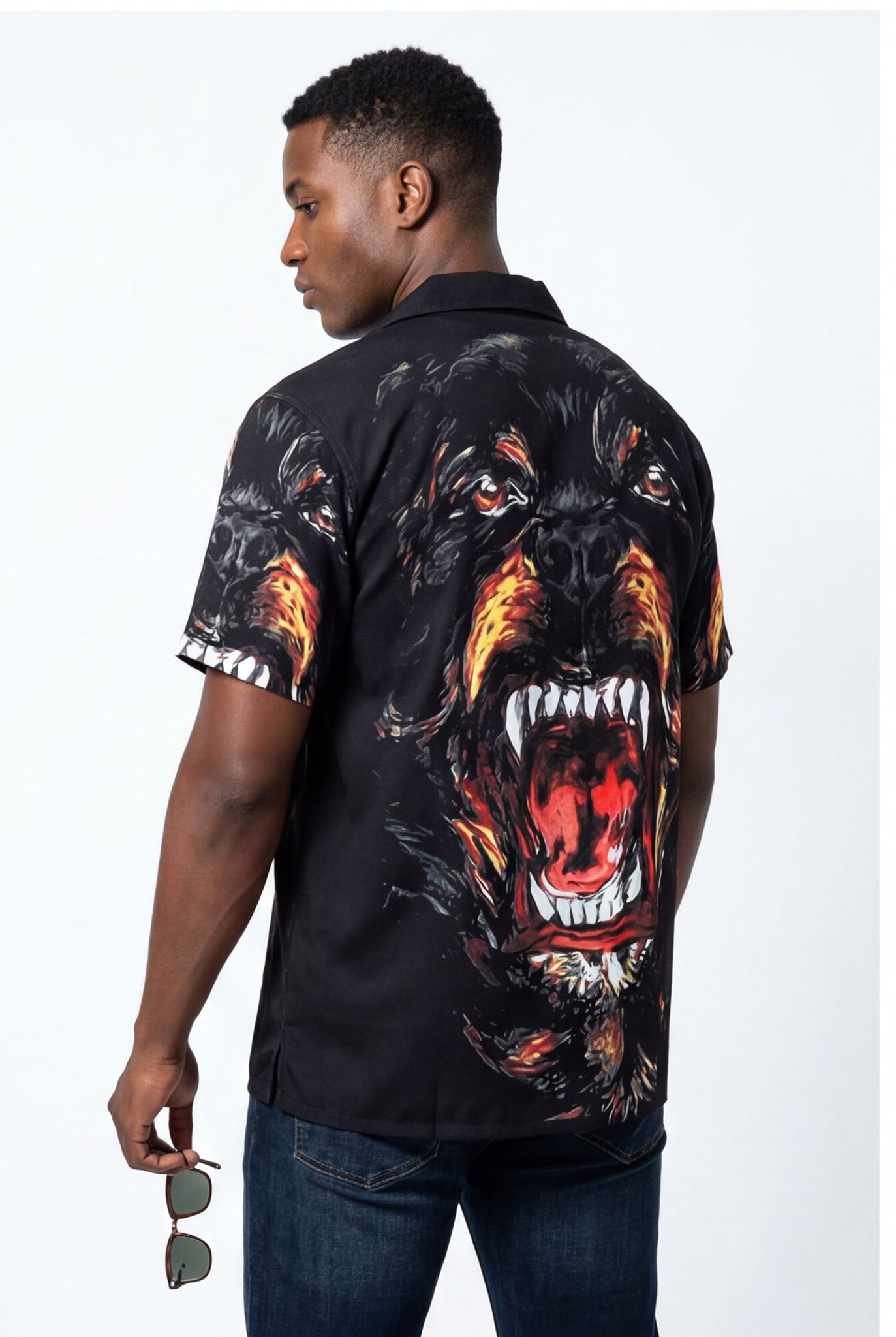 Hawaiian Aloha Shirt Men's Street Wear Dog Modern Short Sleeve