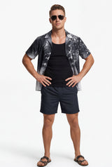 Hawaiian Aloha Shirt Men's Flowers Black White Degrade Modern Short Sleeve