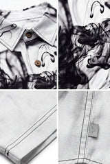 Hawaiian Aloha Shirt Men's Modern Print Black White Smoke Short Sleeve