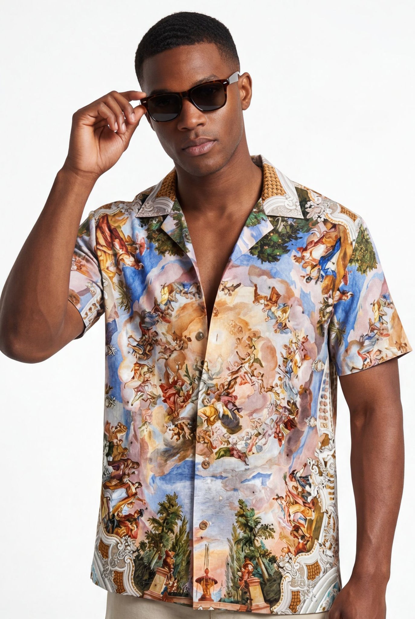 Hawaiian Aloha Shirt Men's Modern Art Print Short Sleeve
