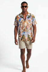 Hawaiian Aloha Shirt Men's Modern Art Print Short Sleeve