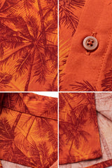 Hawaiian Aloha Shirt Men's Orange Tropical Classical Art Print Short Sleeve