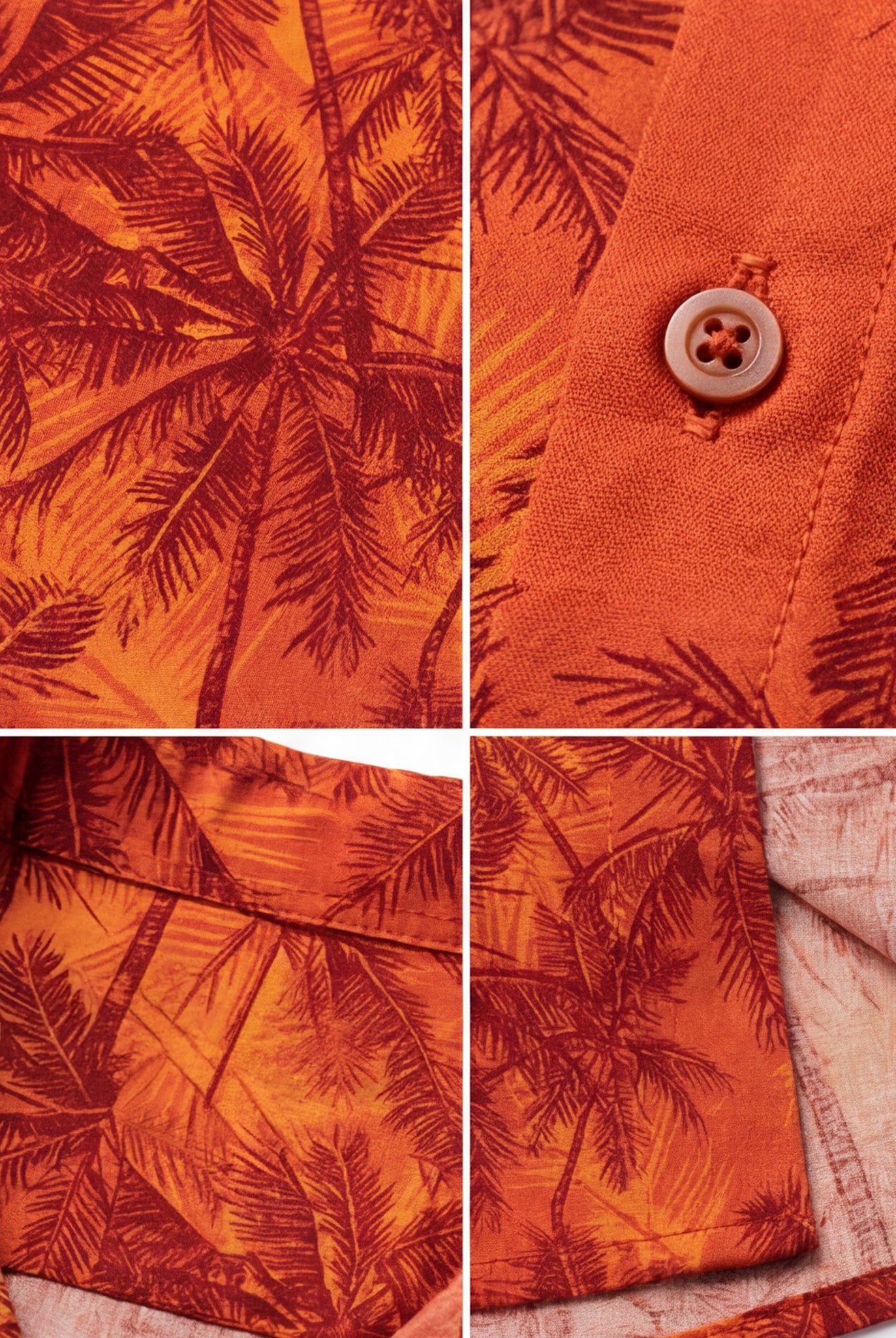 Hawaiian Aloha Shirt Men's Orange Tropical Classical Art Print Short Sleeve