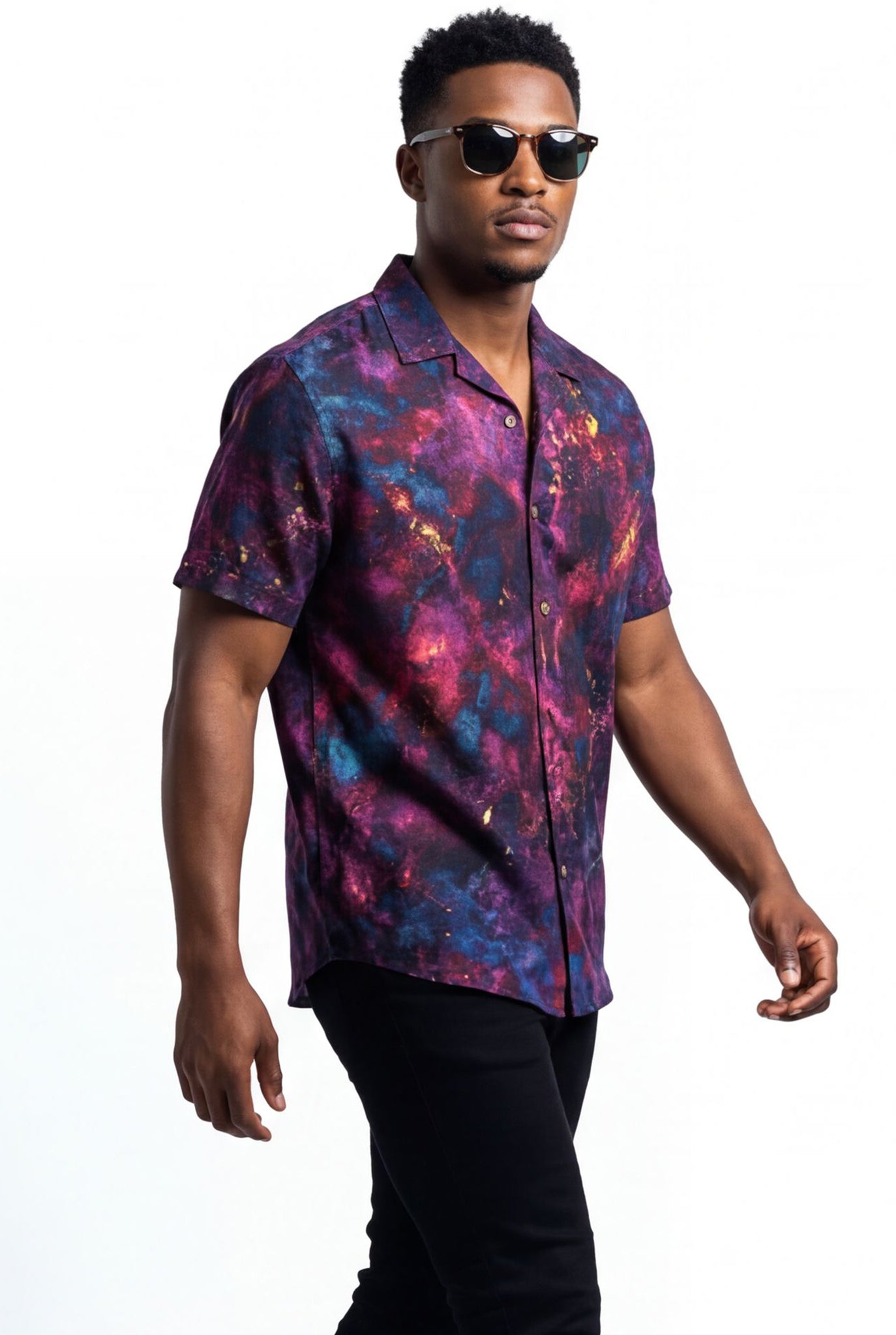 Hawaiian Aloha Shirt Men's Space Galatic Short Sleeve