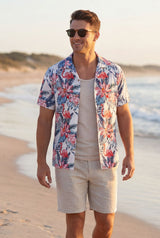 Hawaiian Aloha Shirt Men's Tropical Classic Print Flamingo Flowers Short Sleeve
