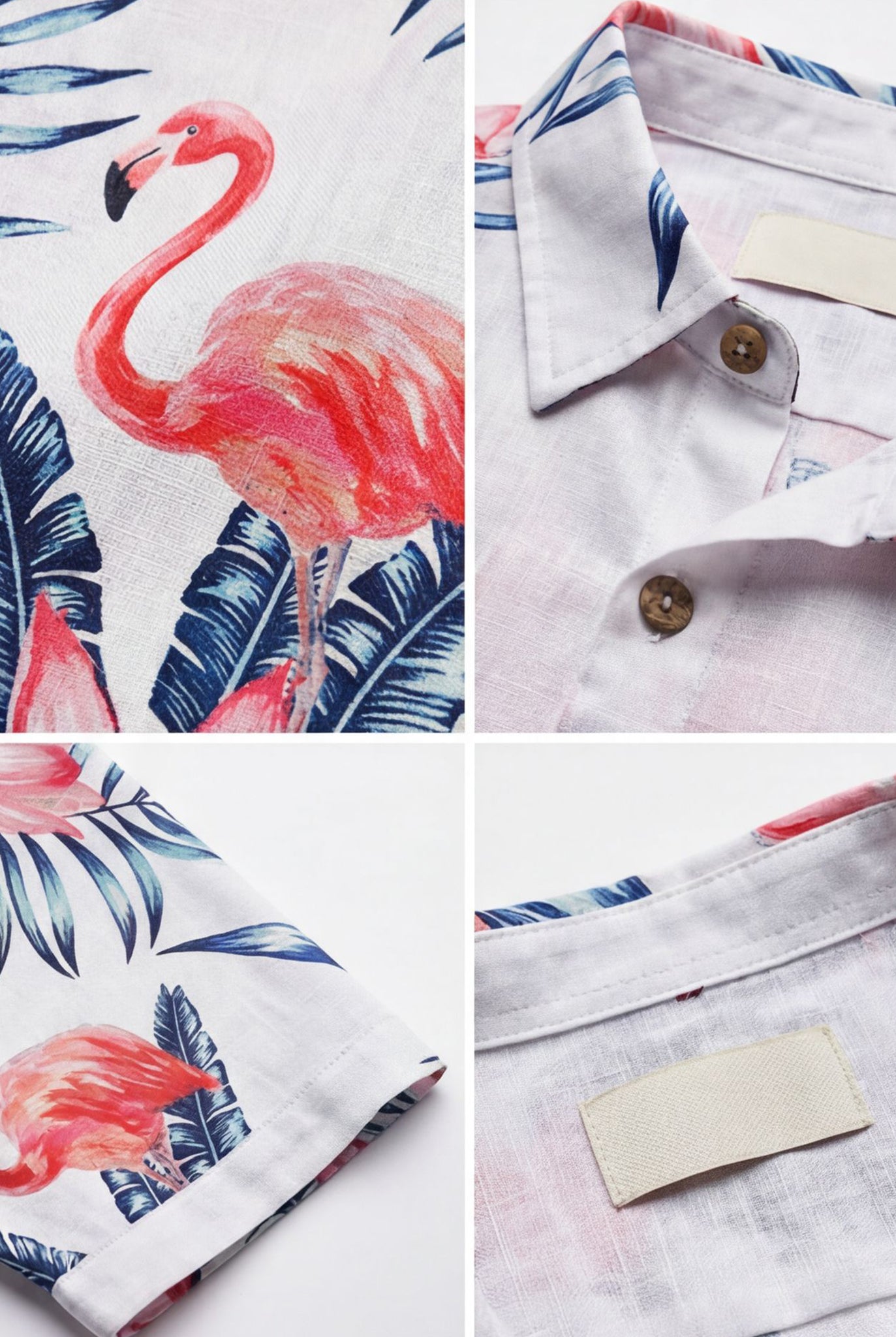 Hawaiian Aloha Shirt Men's Tropical Classic Print Flamingo Flowers Short Sleeve