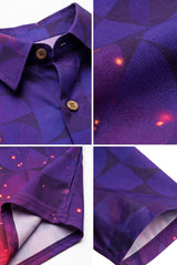 Hawaiian Aloha Shirt Men's Purple Pink Degrade Modern Short Sleeve