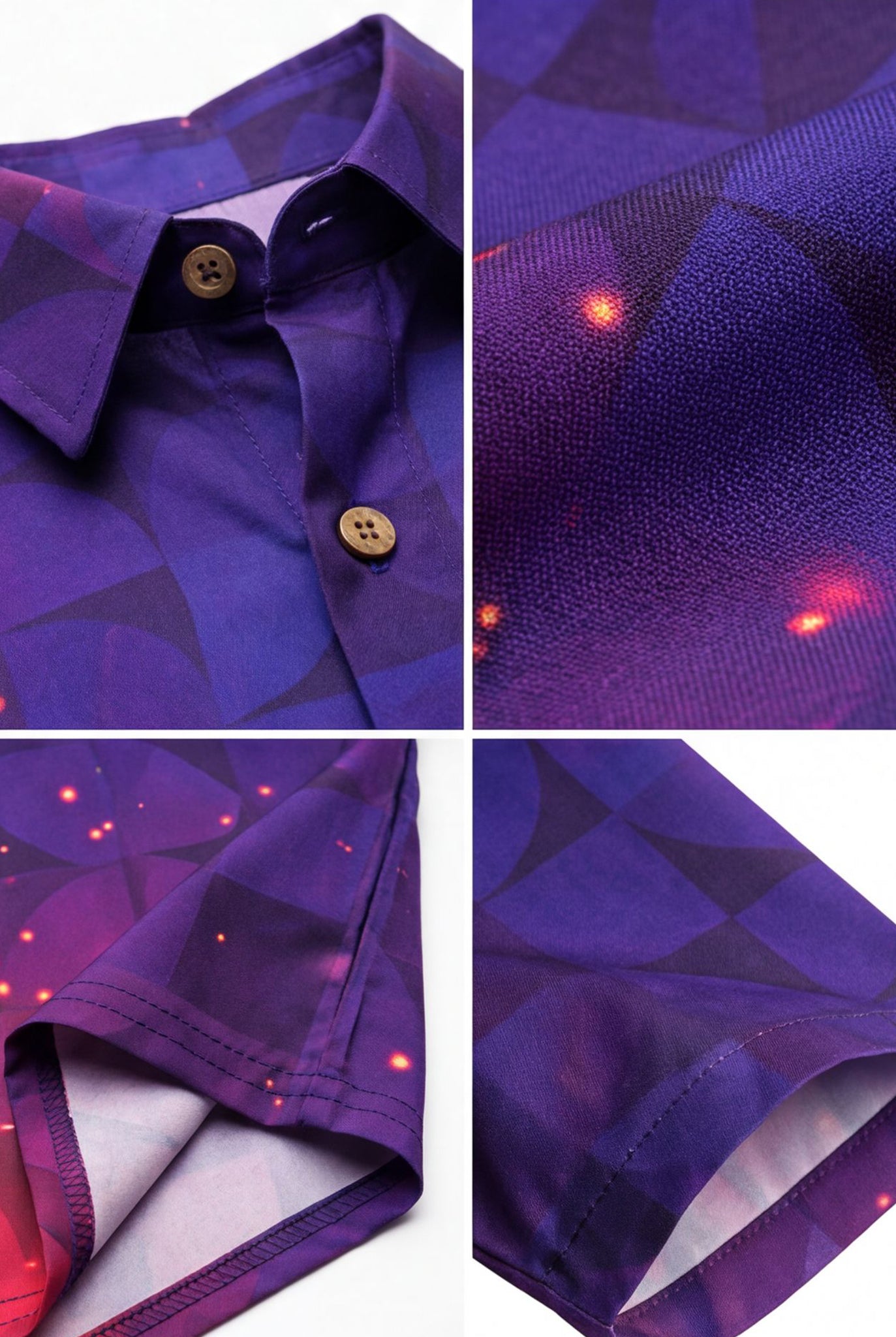 Hawaiian Aloha Shirt Men's Purple Pink Degrade Modern Short Sleeve
