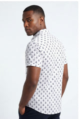 Hawaiian Aloha Shirt Men's Tropical Classic Sailor Anchor Short Sleeve