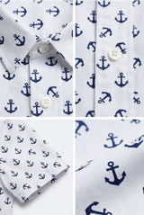 Hawaiian Aloha Shirt Men's Tropical Classic Sailor Anchor Short Sleeve