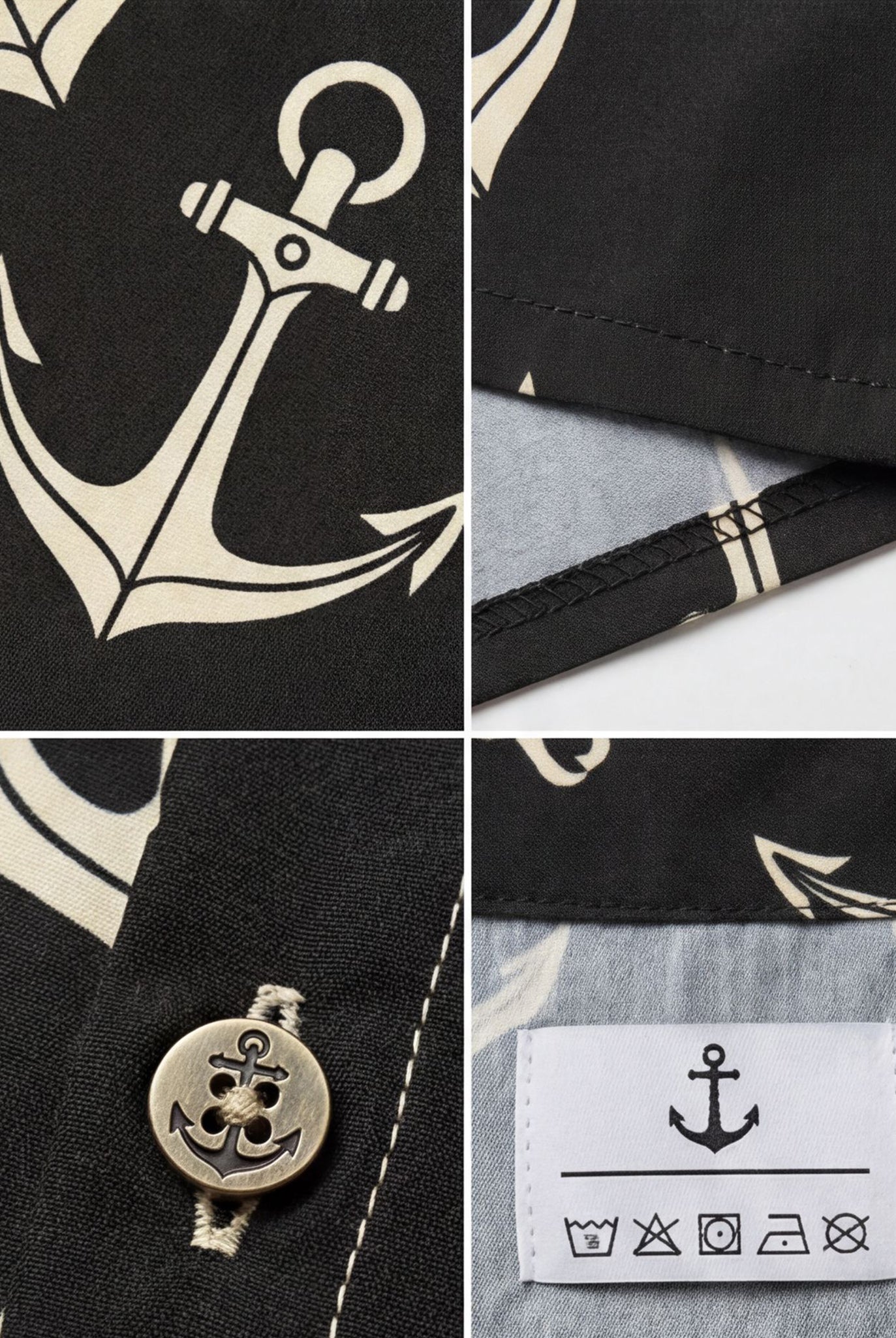 Hawaiian Aloha Shirt Men's Sea Anchor Sailor Classical Print Short Sleeve