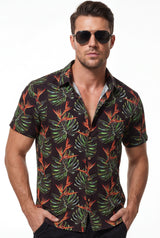 Hawaiian Aloha Shirt Men's Tropical Amazon Flowers Short Sleeve