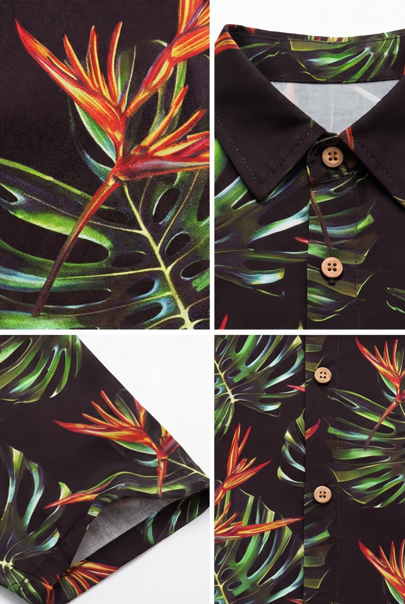Hawaiian Aloha Shirt Men's Tropical Amazon Flowers Short Sleeve
