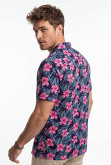 Hawaiian Aloha Shirt Men's Floral Tropical Pink Classical Print Short Sleeve