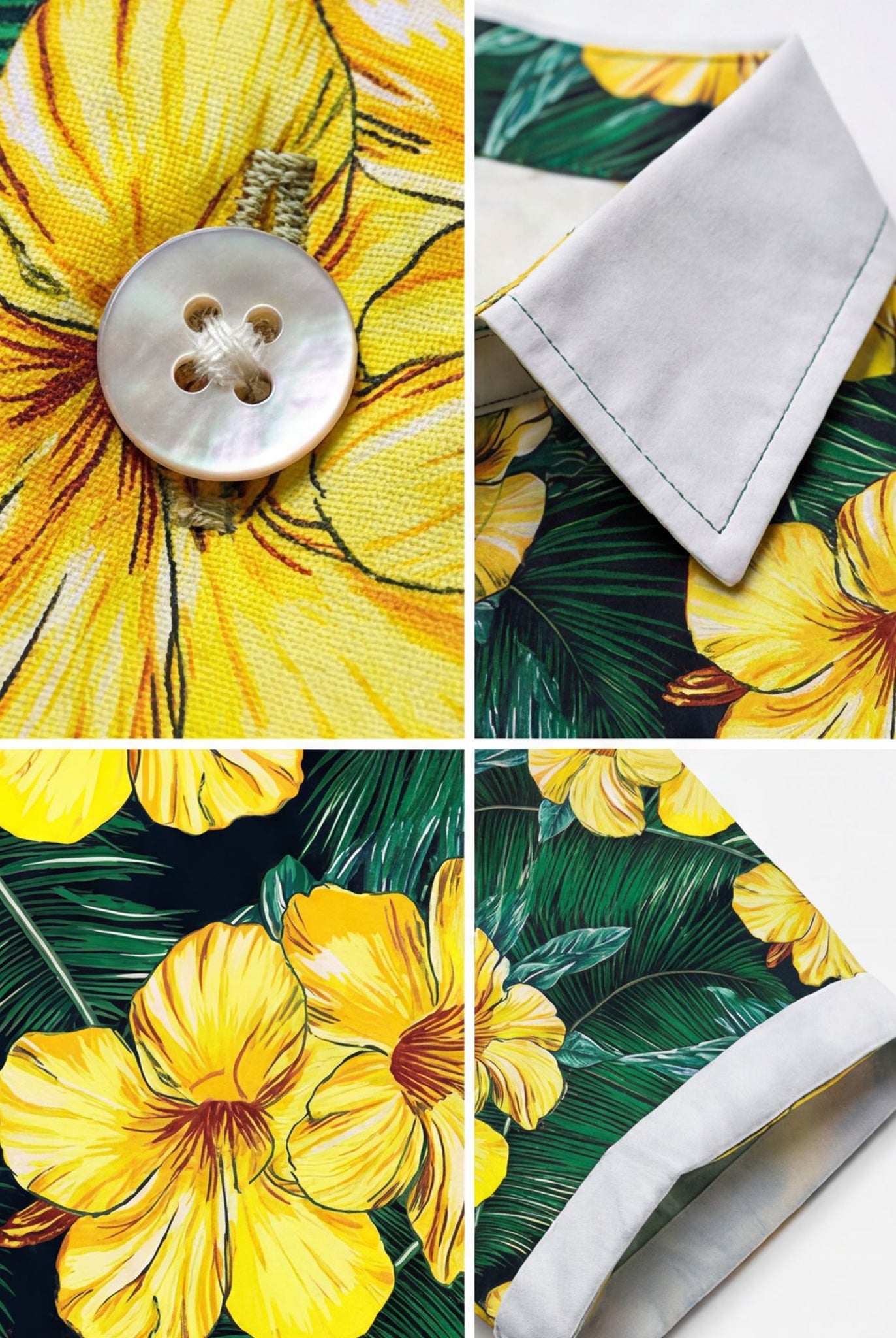 Hawaiian Aloha Shirt Men's Tropical Flowers Yellow Classical Short Sleeve