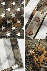 Hawaiian Aloha Shirt Men's Usa Flag White Green Camo Modern Short Sleeve