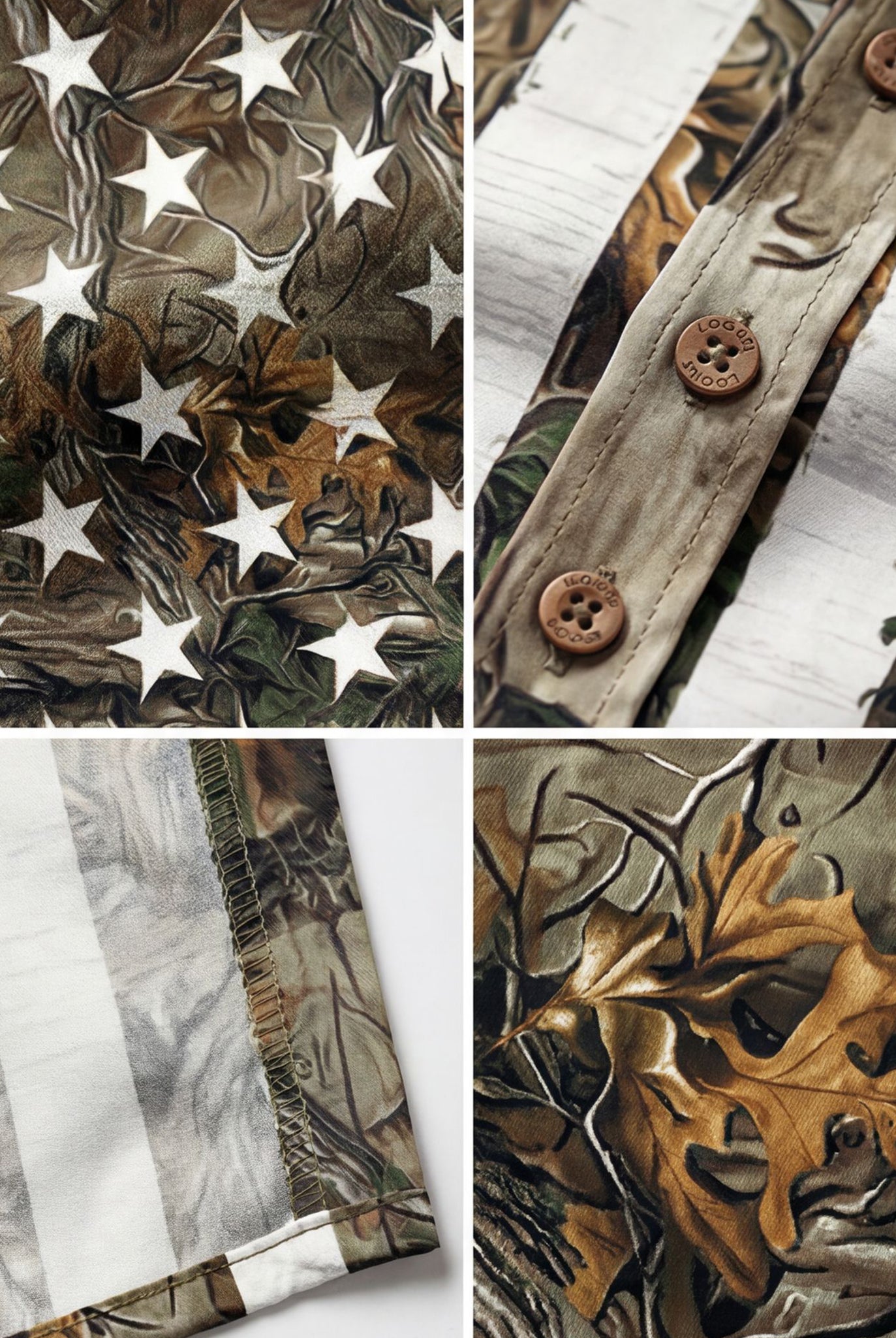Hawaiian Aloha Shirt Men's Usa Flag White Green Camo Modern Short Sleeve