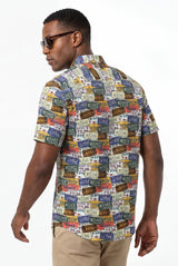 Hawaiian Aloha Shirt Vintage Car Plates Classical Short Sleeve