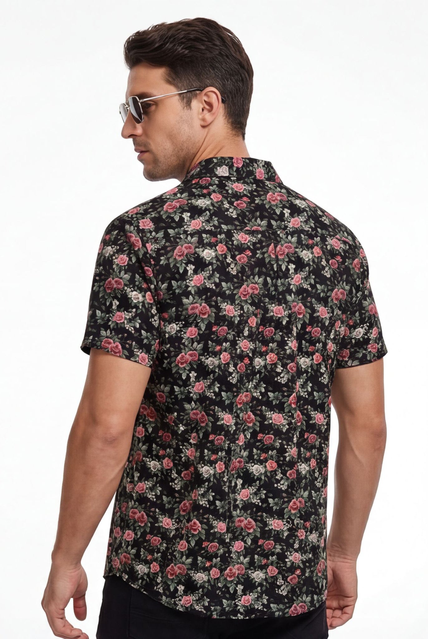 Hawaiian Shirt Aloha Floral Flower Black Tropical Classic Short Sleeve