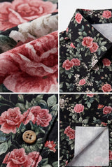 Hawaiian Shirt Aloha Floral Flower Black Tropical Classic Short Sleeve
