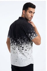 Hawaiian Shirt White Black Degrade Modern Short Sleeve Aloha Style