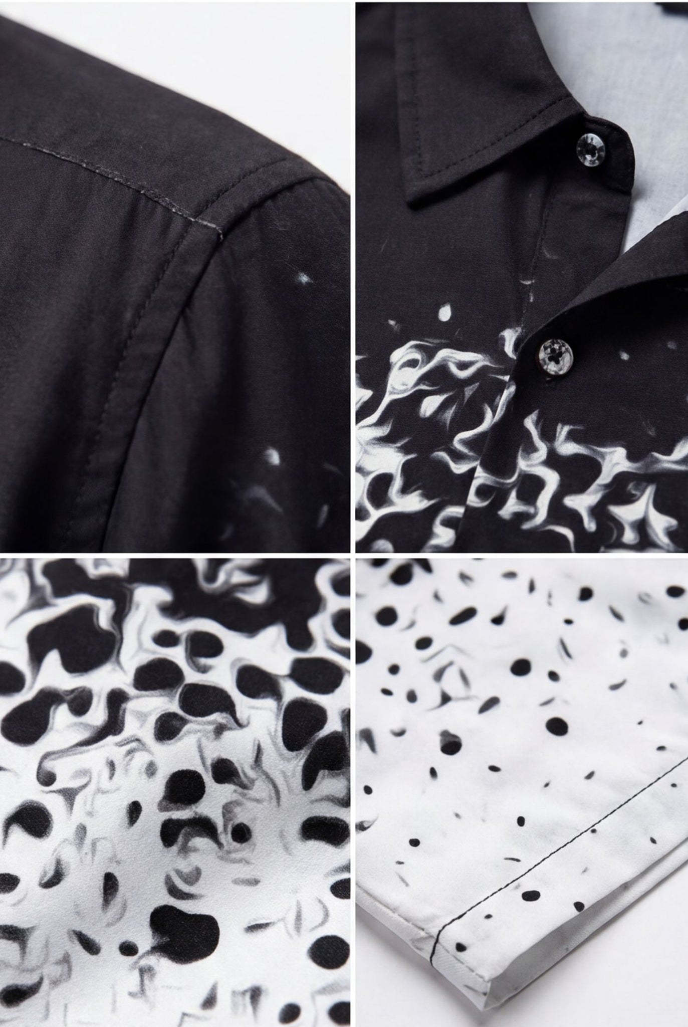 Hawaiian Shirt White Black Degrade Modern Short Sleeve Aloha Style