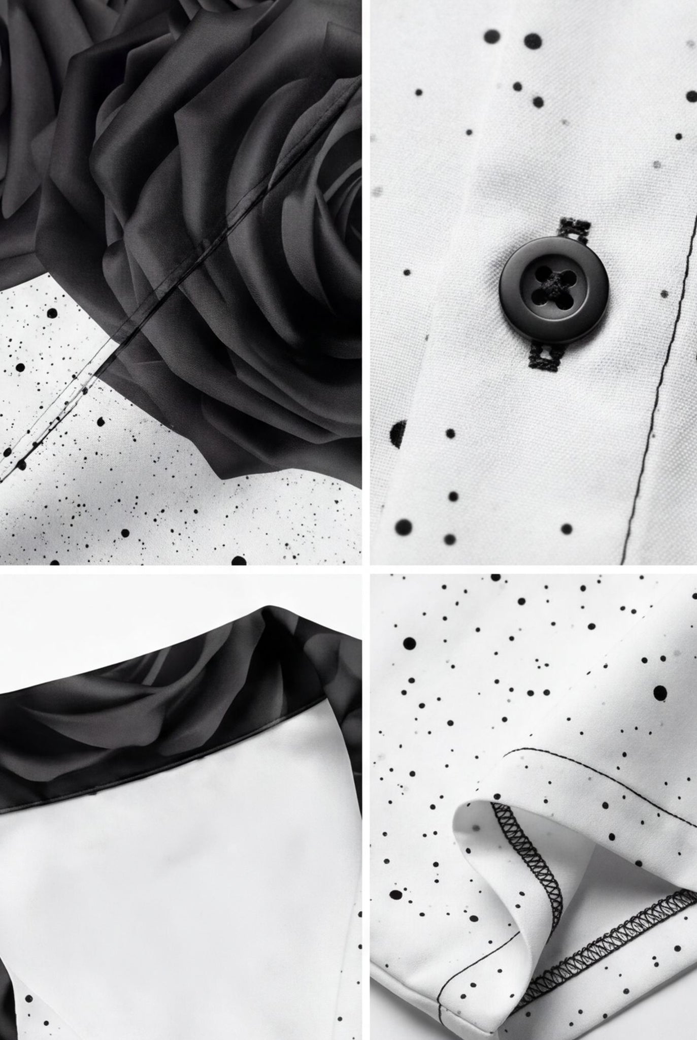 Hawaiian Aloha Shirt Men's White Black Rose Modern Short Sleeve