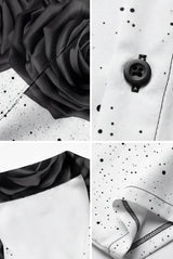 Hawaiian Aloha Shirt Men's White Black Rose Modern Short Sleeve