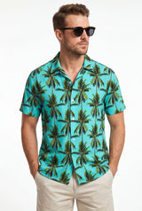 Hawaiian Aloha Shirt Men's Tropical Blue Classical Short Sleeve