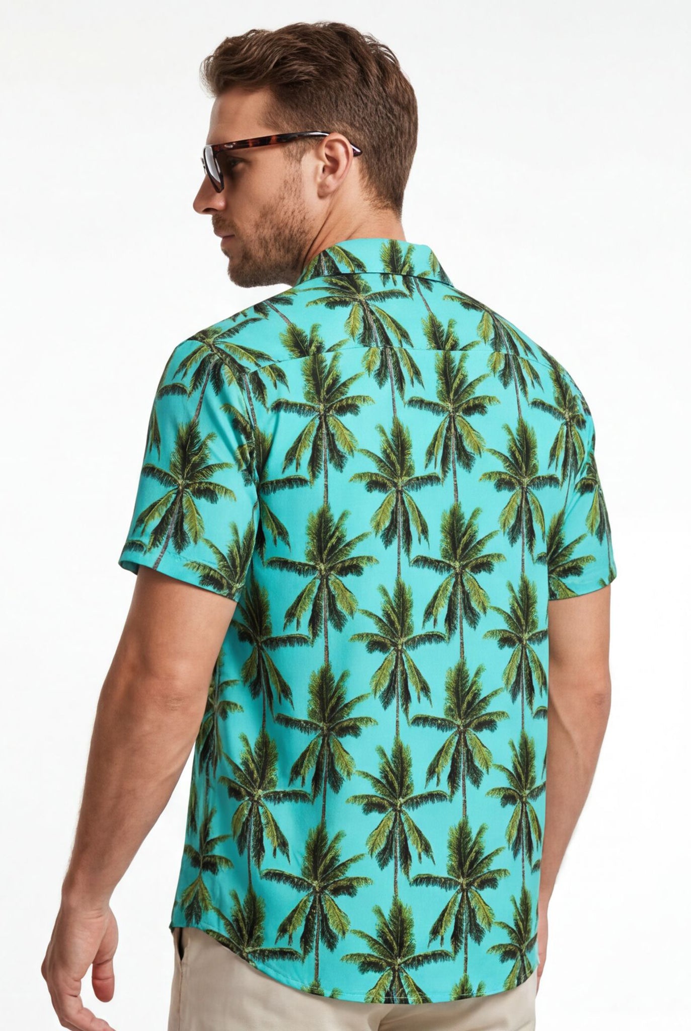 Hawaiian Aloha Shirt Men's Tropical Blue Classical Short Sleeve