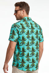 Hawaiian Aloha Shirt Men's Tropical Blue Classical Short Sleeve