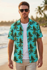 Hawaiian Aloha Shirt Men's Tropical Blue Classical Short Sleeve