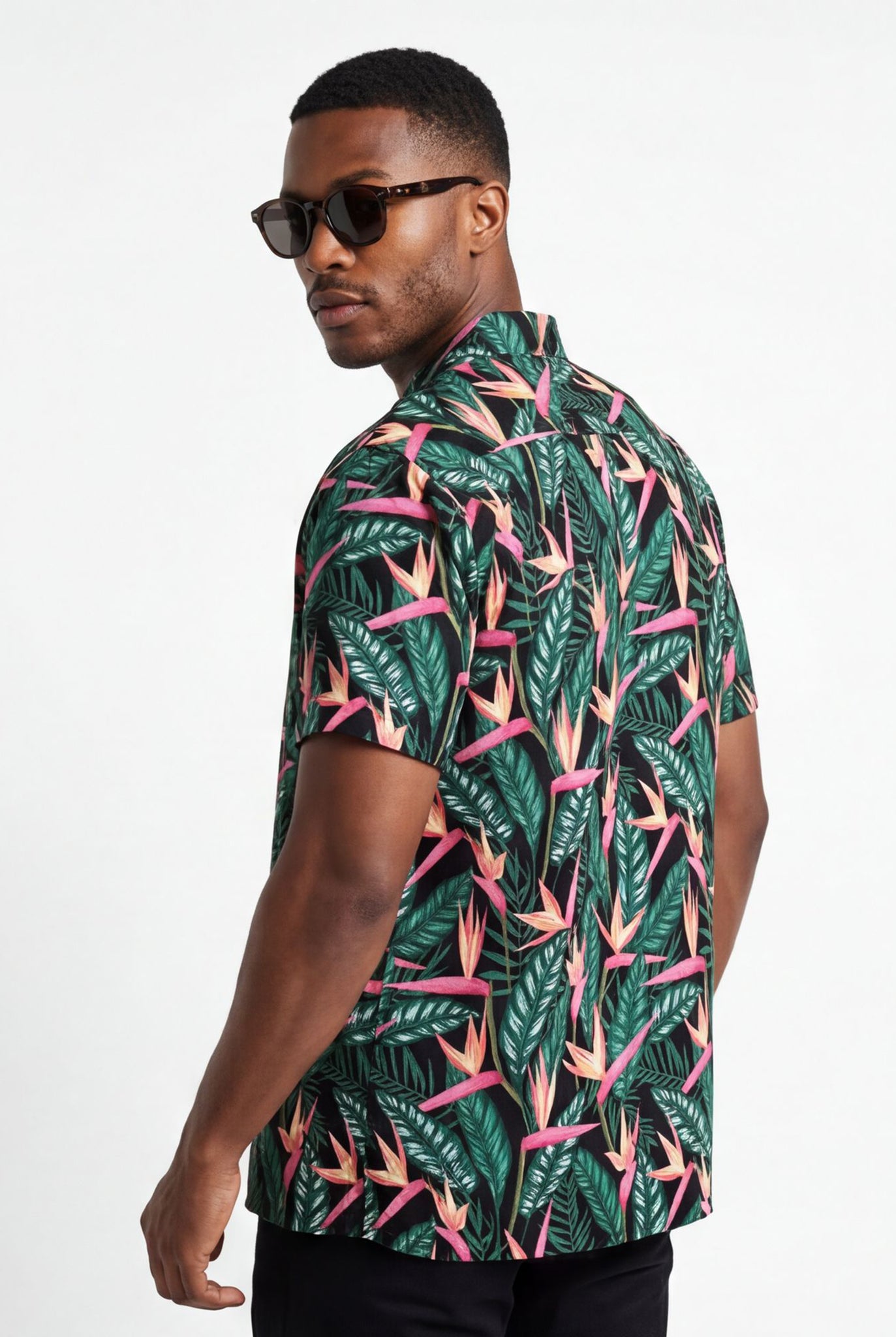 Hawaiian Aloha Shirt Amazon Leafs Tropical Classic Short Sleeve