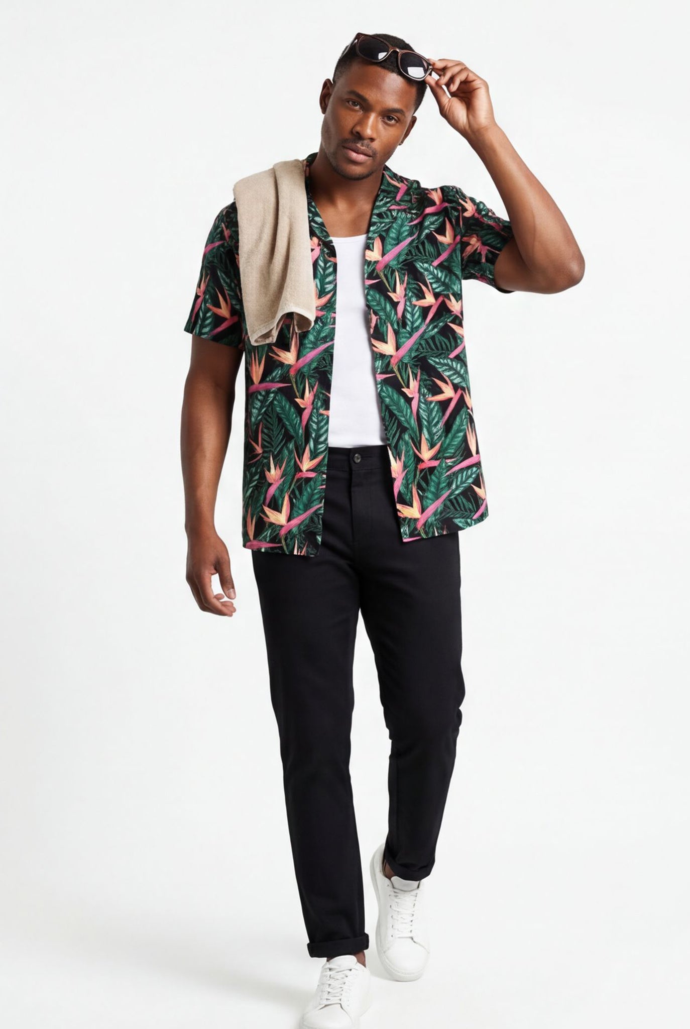 Hawaiian Aloha Shirt Amazon Leafs Tropical Classic Short Sleeve
