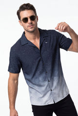 Hawaiian Shirt Men's Blue Moon Fade Degrade Style Aloha Short Sleeve