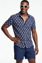 Hawaiian Shirt Men's Blue Sharks Style Aloha Short Sleeve