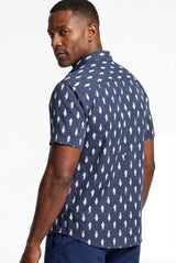 Hawaiian Shirt Men's Blue Sharks Style Aloha Short Sleeve