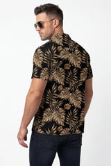 Hawaiian Shirt Men's Tropical Print Golden Aloha Short Sleeve